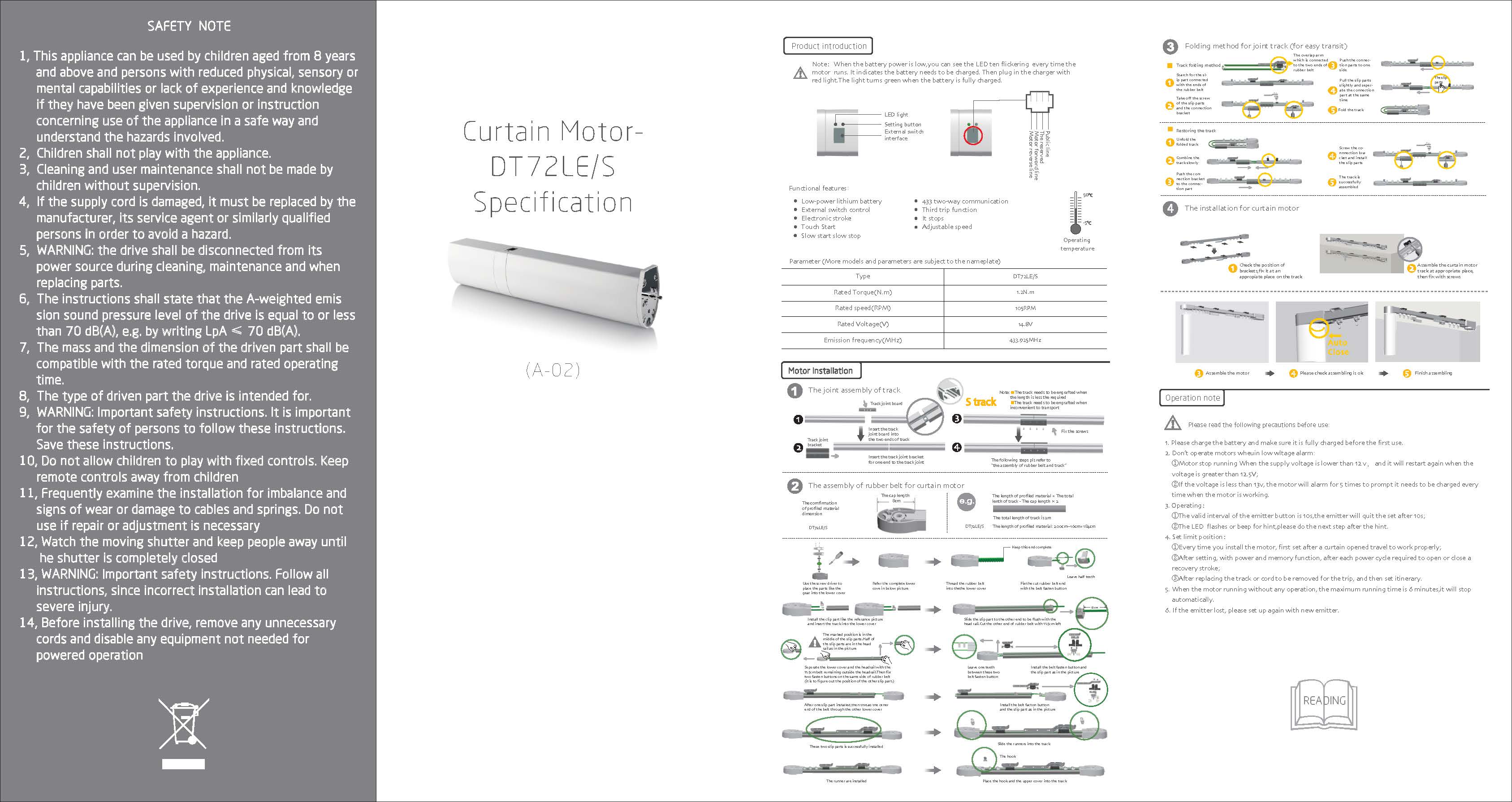 Motolin Drapery Motor Instructions ML710MS & ML710B